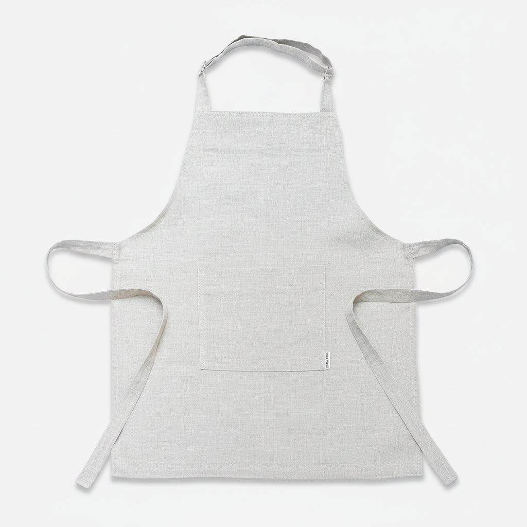 Linen bib apron with adjustable neck and waist ties — Polissia collection by Kolo Pechi