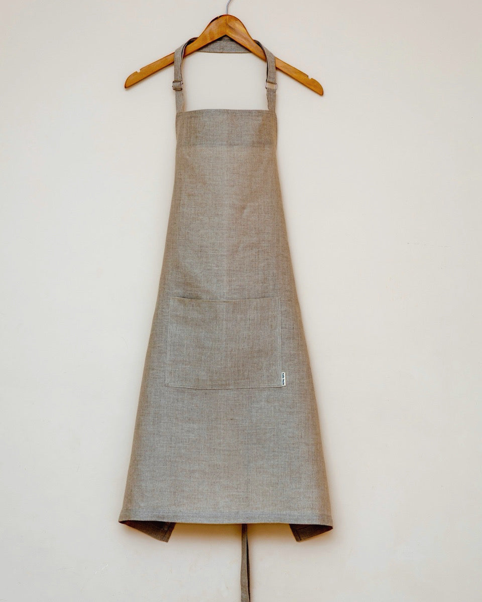 Natural linen bib apron Uni — Polissia collection by Kolo Pechi