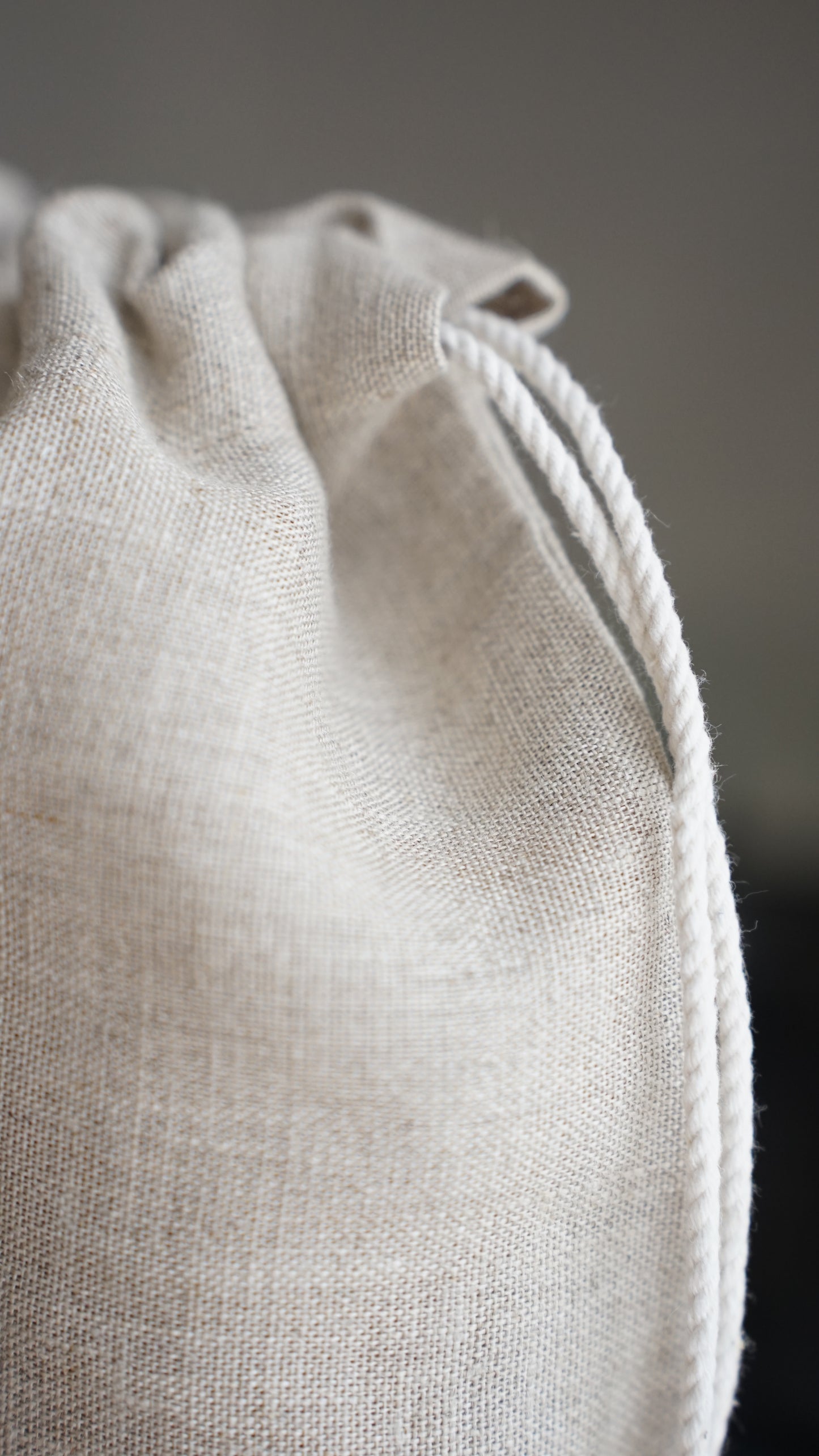 Close-up of natural linen fabric texture — Polissia collection by Kolo Pechi