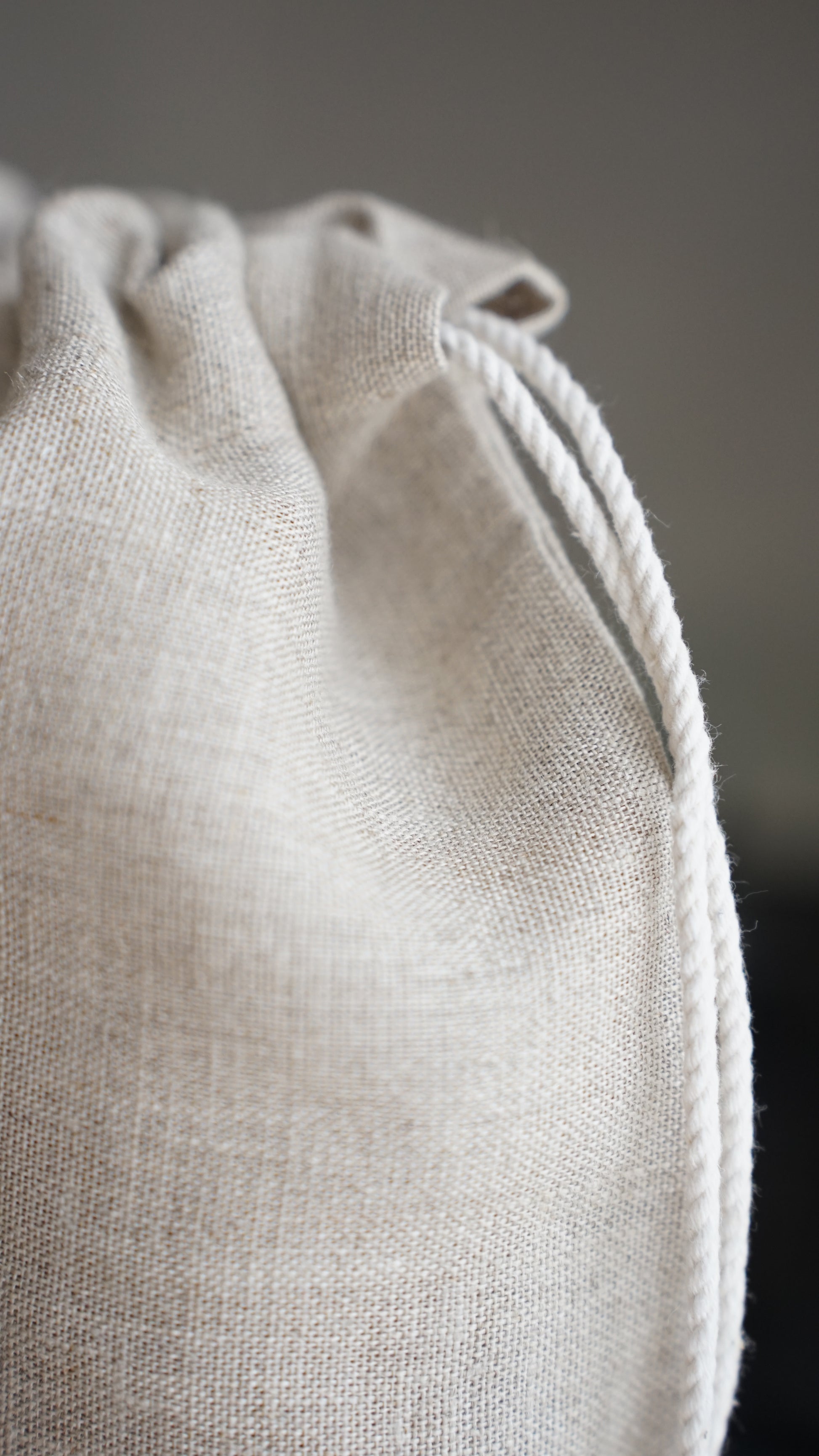 Close-up of natural linen fabric texture — Polissia collection by Kolo Pechi