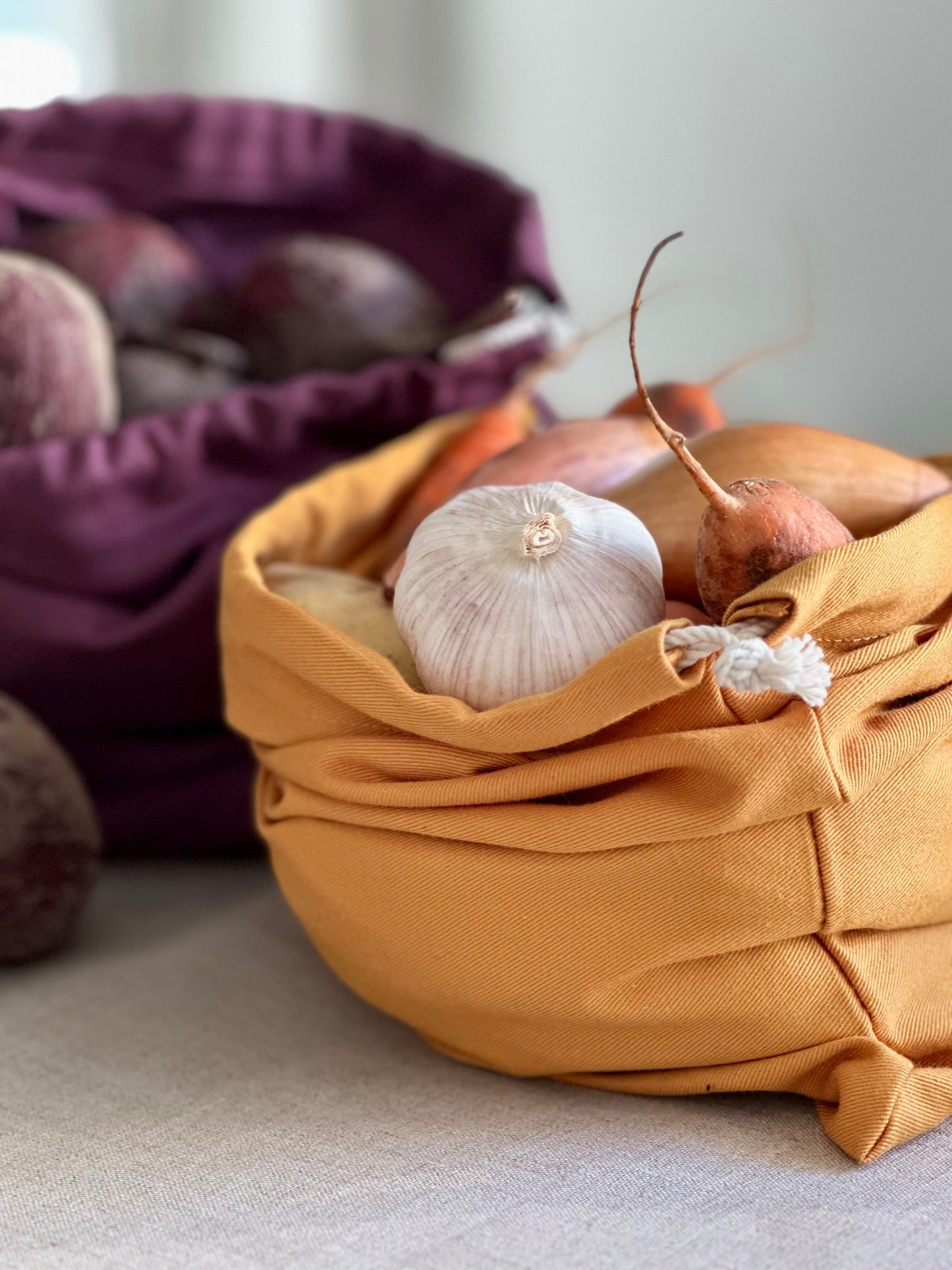 Комплект з 4 багаторазових торбинок для покупок та зберігання хліба, овочів та фруктів