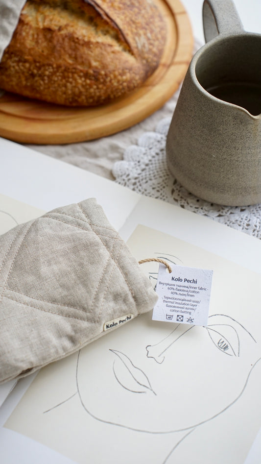 Лляна кухонна рукавиця | 100% Льон | Розмір Uni 