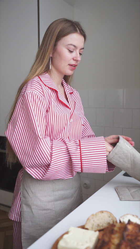 Лляна кухонна рукавичка "Полісся" | Лляна тканина природного кольору | Розмір Petite